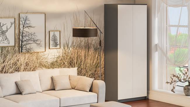 Шкаф двухдверный Мори МШ800.1 цвет графит/белый