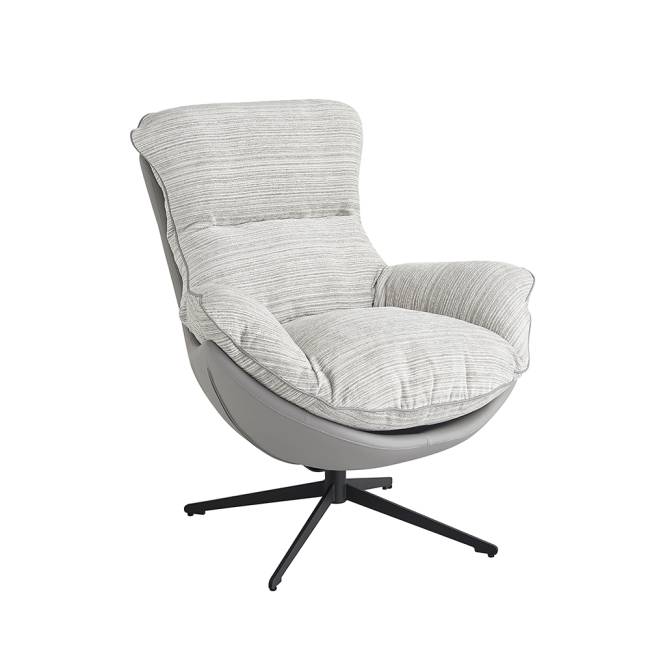 Кресло HUG серый в полоску, экокожа, шенилл