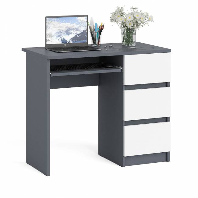 Стол компьютерный три ящика Мори МС-6 правый цвет графит/белый Стол компьютерный три ящика Мори МС-6 правый цвет графит/белый