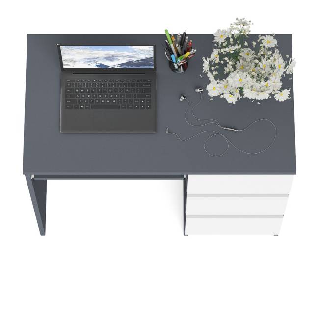 Стол компьютерный три ящика Мори МС-6 правый цвет графит/белый Стол компьютерный три ящика Мори МС-6 правый цвет графит/белый