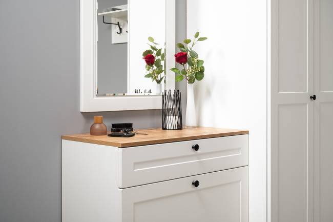 Комод с обувницей и тумбой Остин цвет белый шагрень/дуб крафт золотой Комод с обувницей и тумбой Остин цвет белый шагрень/дуб крафт золотой