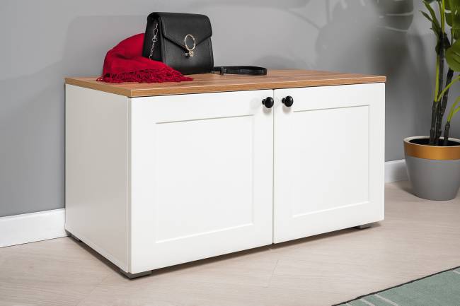 Комод с обувницей и тумбой Остин цвет белый шагрень/дуб крафт золотой Комод с обувницей и тумбой Остин цвет белый шагрень/дуб крафт золотой