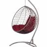 Подвесное кресло из ротанга "Kokos Gray" бордовая подушка