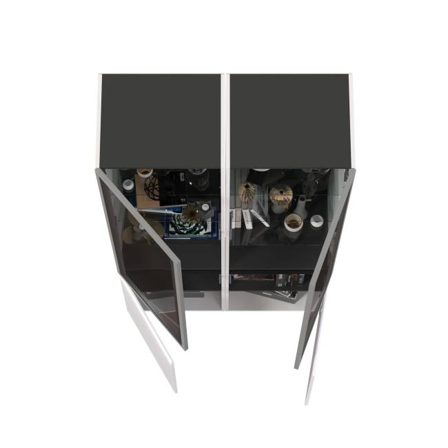 Горка Сидней из двух шкафов-витрин цвет белый/чёрный/МДФ белый глянец