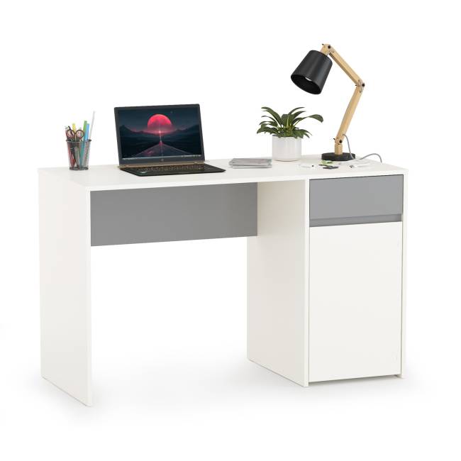 Стол для молодёжной Торонто 12.149 цвет белый шагрень/стальной