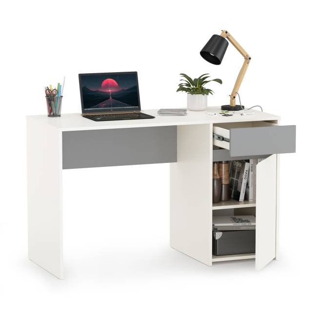 Стол для молодёжной Торонто 12.149 цвет белый шагрень/стальной