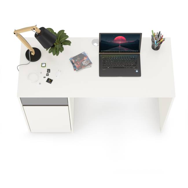 Стол для молодёжной Торонто 12.149 цвет белый шагрень/стальной