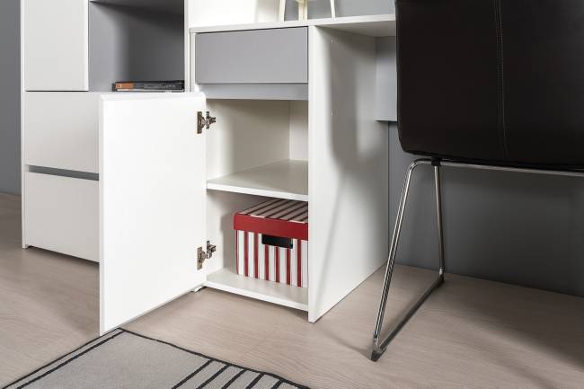 Стол для молодёжной Торонто 12.149 цвет белый шагрень/стальной