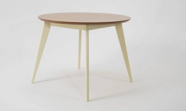 Стол Сканди К 90 слоновая кость/натур со стульями Франк слоновая кость велюр бежевый