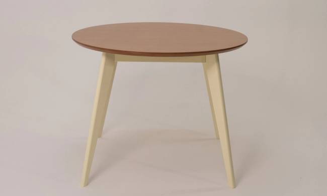 Стол Сканди К 90 слоновая кость/натур со стульями Франк слоновая кость велюр бежевый