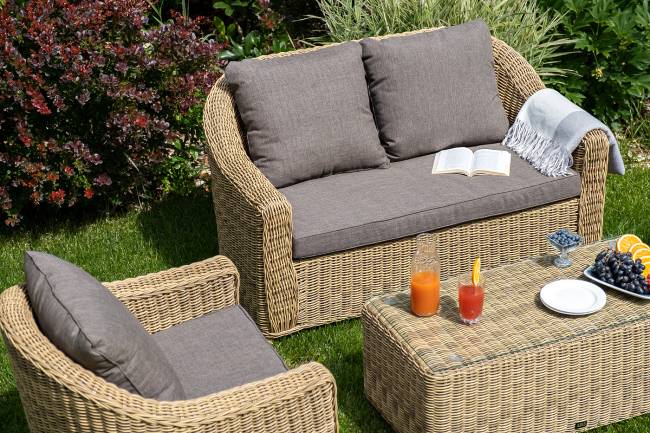 "Кон Панна" лаунж-зона из искусственного ротанга, цвет соломенный