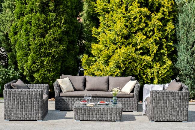 "Капучино" диван из искусственного ротанга трехместный, цвет графит "Капучино" диван из искусственного ротанга трехместный, цвет графит