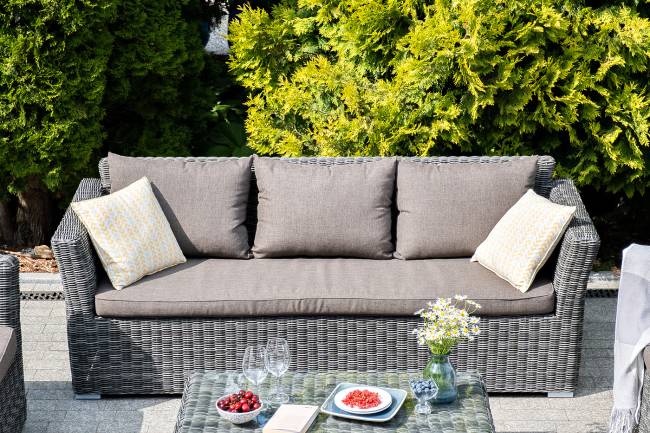 "Капучино" диван из искусственного ротанга трехместный, цвет графит "Капучино" диван из искусственного ротанга трехместный, цвет графит