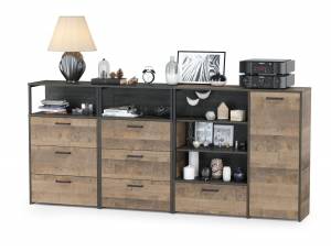 Два комода с ящиками и комод с дверкой и одним ящиком Трувор цвет дуб гранж песочный/интра