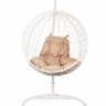 Подвесное кресло из ротанга "Kokos White" бежевая подушка