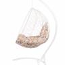 Подвесное кресло из ротанга "Kokos White" бежевая подушка