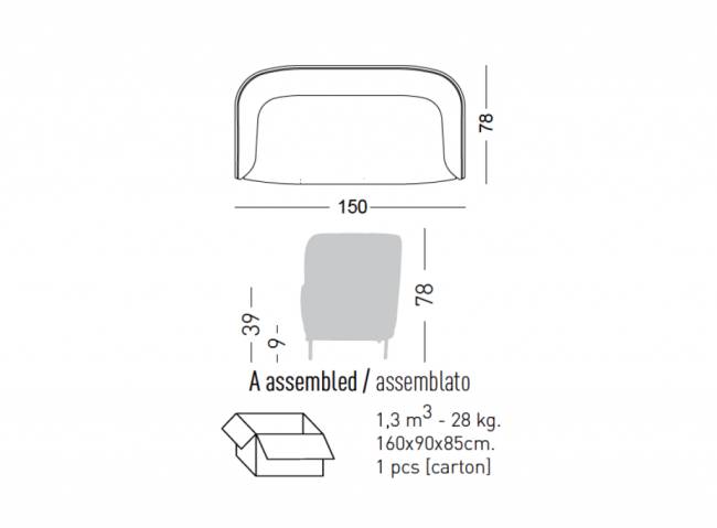 Диван мягкий Place 1550х770х770 мм Диван мягкий Place 1550х770х770 мм