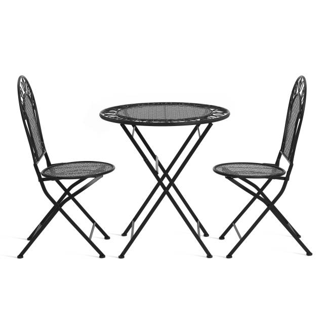 Комплект (стол + 2 стула) Secret de Maison Амальфи/Amalfi металл, черный (Комплект из 2 шт.) черный металл