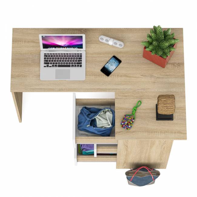 Угловой компьютерный стол Мори МС-16 правый цвет дуб сонома/белый