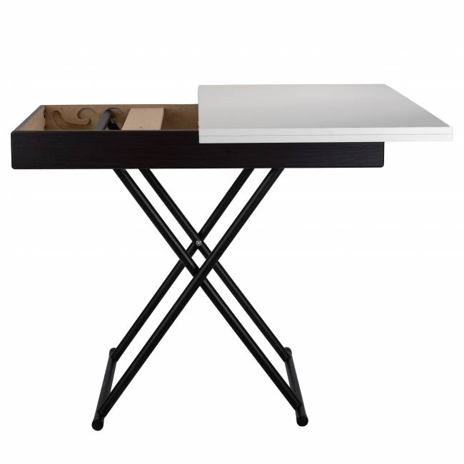 Стол-трансформер Лерон белый/черный