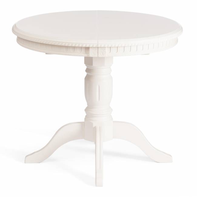 Стол Stefano/Стефано круглый бук, МДФ, Д90х90-120х77см, айвори вайт Ivory white бук, мдф