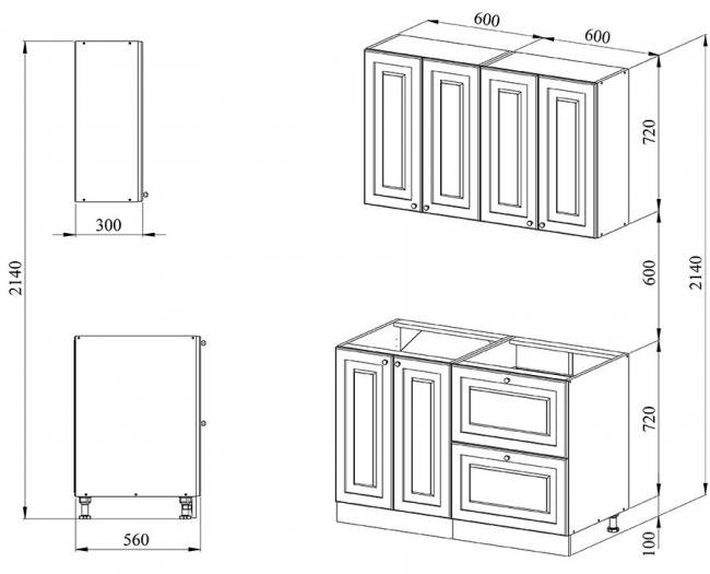 Кухня 1.2 х 2.14 м, массив сосны, масло Кухня 1.2 х 2.14 м, массив сосны, масло