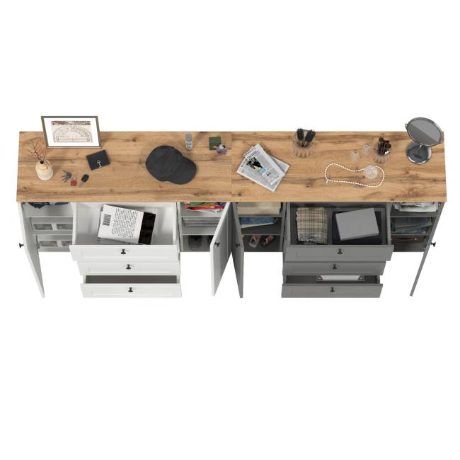 Два больших комода Остин цвет белый шагрень/серый графит/дуб крафт золотой Два больших комода Остин цвет белый шагрень/серый графит/дуб крафт золотой