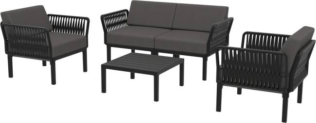 Комплект пластиковой мебели Portofino Lounge черный, темно-серый Комплект пластиковой мебели Portofino Lounge черный, темно-серый