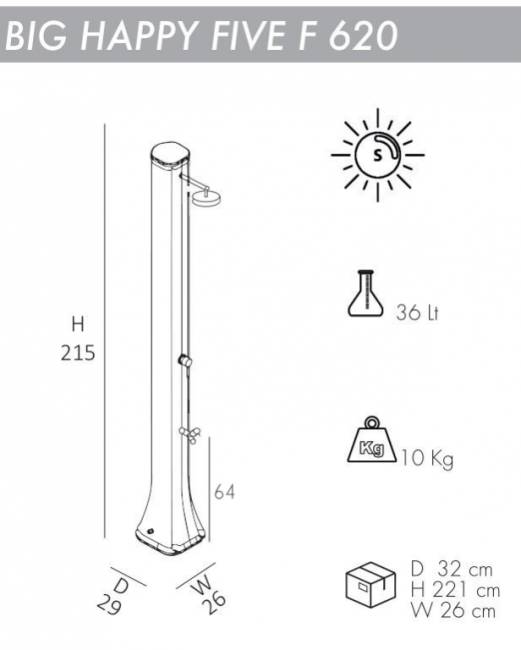 Душ солнечный Big Happy Five F 620 антрацит 290х260х2150 мм Душ солнечный Big Happy Five F 620 антрацит 290х260х2150 мм