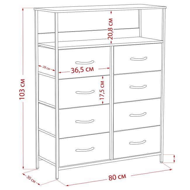 Комод Leset Локи 8 ящ. с полкой Коричневый Бежевый, светло-коричневый, темно-коричневый Комод Leset Локи 8 ящ. с полкой Коричневый Бежевый, светло-коричневый, темно-коричневый