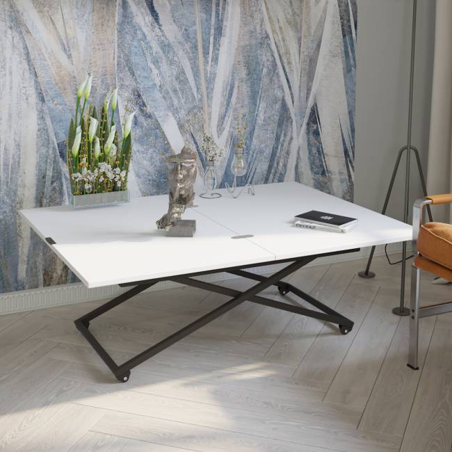 Стол универсальный трансформируемый АНДРЭ Loft ЛДСП белый/чёрный