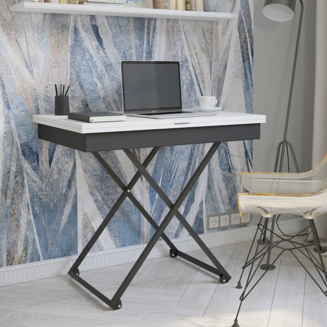 Стол универсальный трансформируемый АНДРЭ Loft ЛДСП белый/чёрный