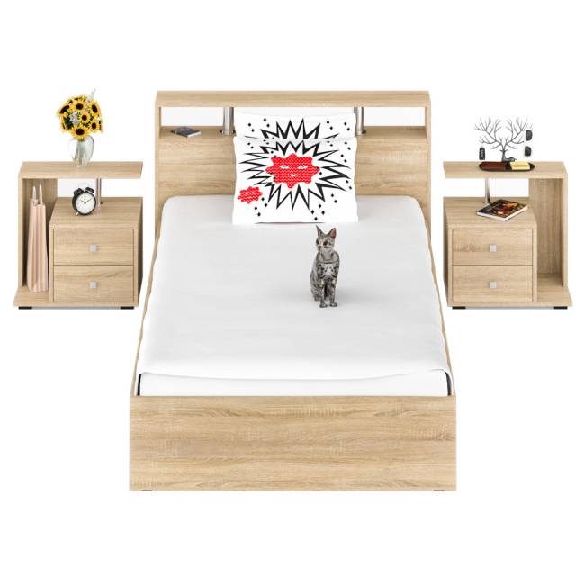 Кровать 1200 Камелия + две тумбы цвет дуб сонома Кровать 1200 Камелия + две тумбы цвет дуб сонома