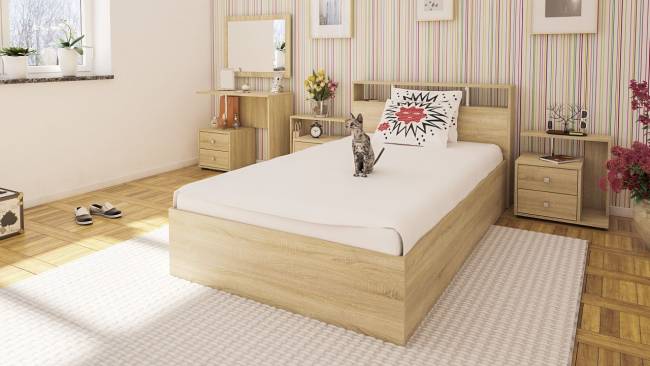 Кровать 1200 Камелия + две тумбы цвет дуб сонома Кровать 1200 Камелия + две тумбы цвет дуб сонома