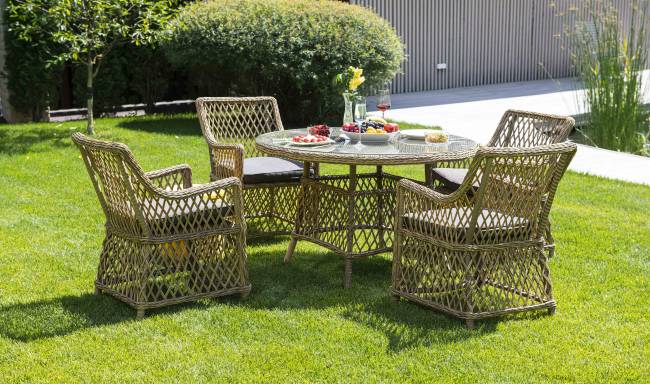 "Доппио" обеденная группа плетеная, цвет соломенный "Доппио" обеденная группа плетеная, цвет соломенный