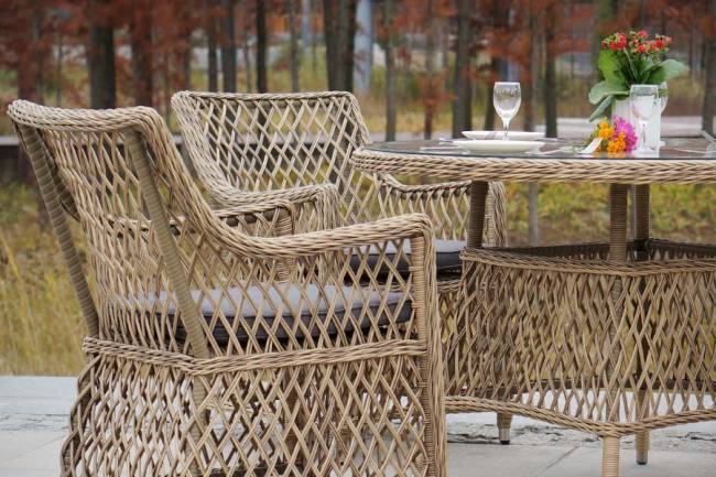 "Доппио" обеденная группа плетеная, цвет соломенный "Доппио" обеденная группа плетеная, цвет соломенный