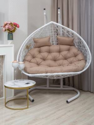 Подвесное двухместное кресло из искусственного ротанга "BUENO GRANDE", белый