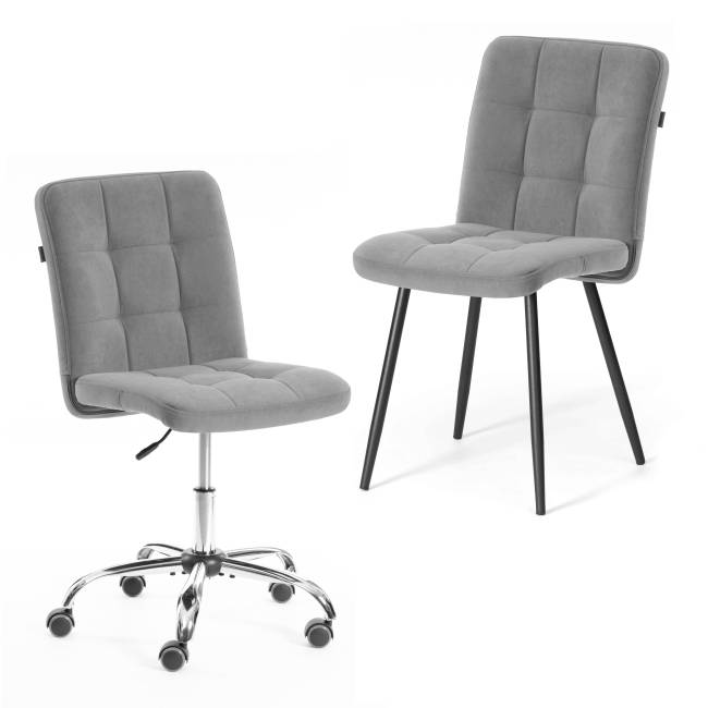 Комплект кресло+стул Medeo/Медео LT, велюр, серый/черный, 29 серый/черный флок