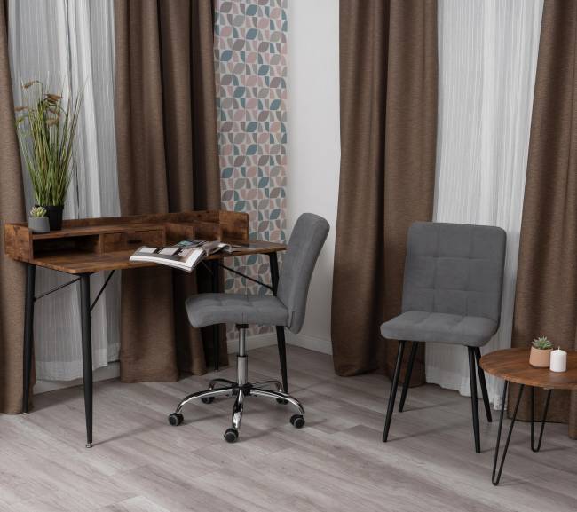 Комплект кресло+стул Medeo/Медео LT, велюр, серый/черный, 29 серый/черный флок