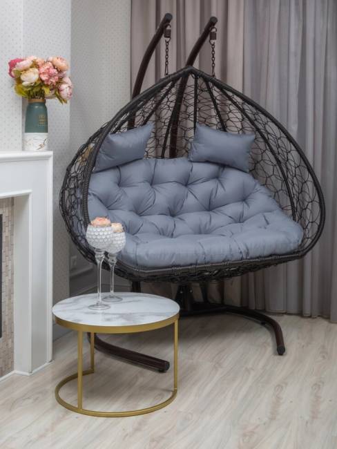 Подвесное двухместное кресло из искусственного ротанга "BUENO GRANDE", коричневый Подвесное двухместное кресло из искусственного ротанга "BUENO GRANDE", коричневый