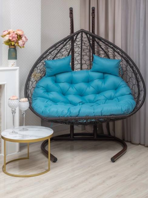 Подвесное двухместное кресло из искусственного ротанга "BUENO GRANDE", коричневый Подвесное двухместное кресло из искусственного ротанга "BUENO GRANDE", коричневый