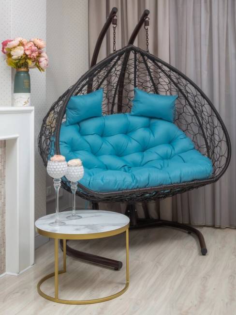 Подвесное двухместное кресло из искусственного ротанга "BUENO GRANDE", коричневый Подвесное двухместное кресло из искусственного ротанга "BUENO GRANDE", коричневый