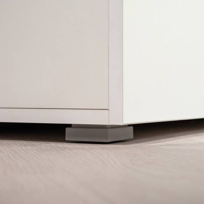 Два шкаф-пенала и обувница с ящиком с зеркалом Октава цвет белый шагрень/дуб крафт золотой