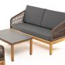 "Канны" лаунж-зона 4-местная из роупа со столиком "Канны" (серый гранит), основание дуб, роуп коричневый