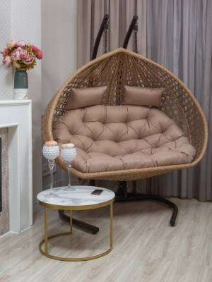 Подвесное двухместное кресло из искусственного ротанга "FRESCO GRANDE", светло-коричневый