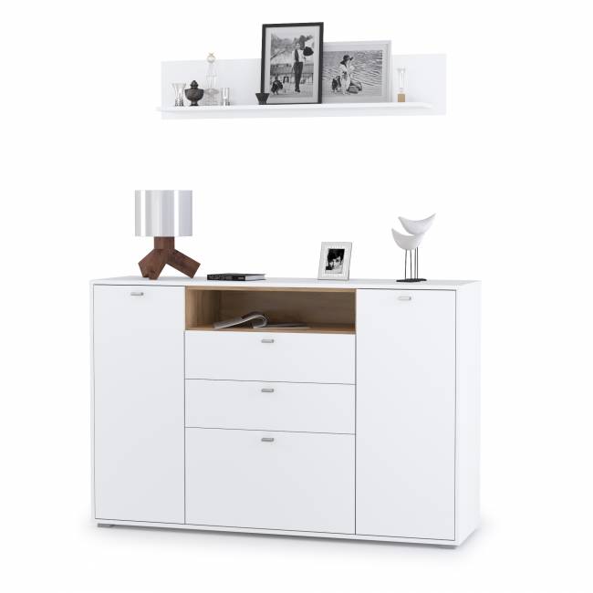 Комод большой с верхней полкой Бэль, цвет дуб крафт золотой/белый премиум Комод большой с верхней полкой Бэль, цвет дуб крафт золотой/белый премиум