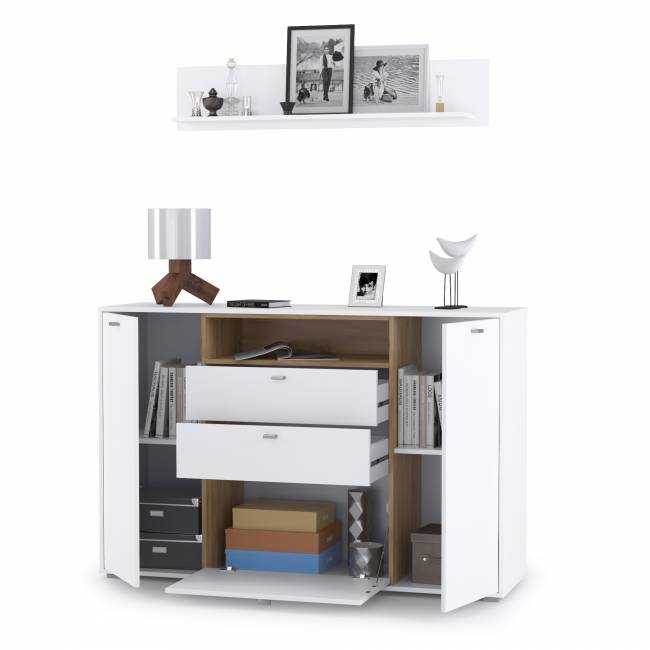 Комод большой с верхней полкой Бэль, цвет дуб крафт золотой/белый премиум Комод большой с верхней полкой Бэль, цвет дуб крафт золотой/белый премиум