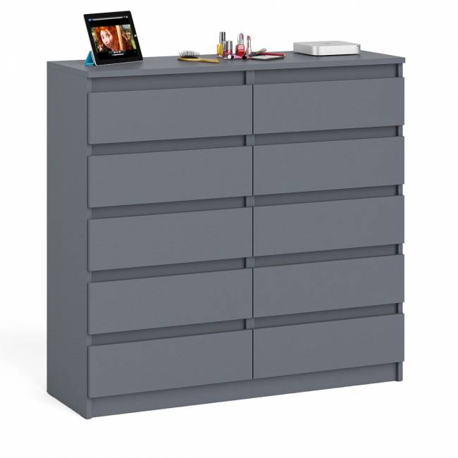 Комод высокий на десять выдвижных ящиков Мори МК1200.10 цвет графит Комод высокий на десять выдвижных ящиков Мори МК1200.10 цвет графит