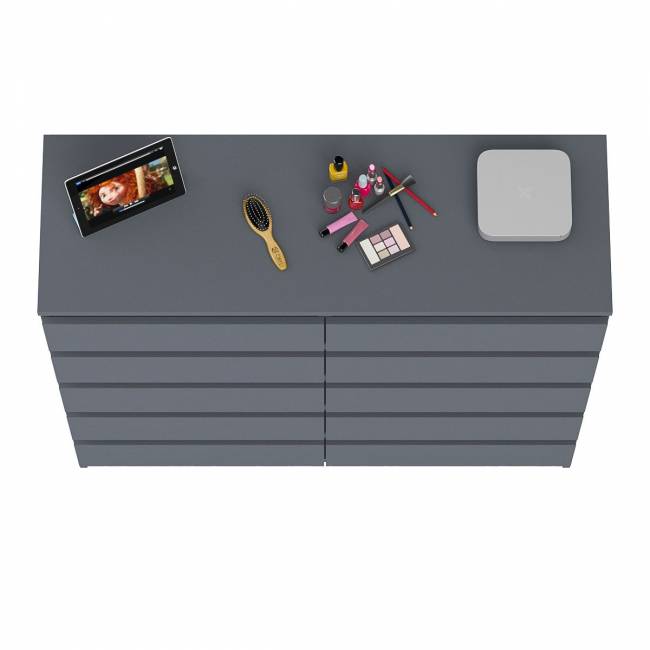 Комод высокий на десять выдвижных ящиков Мори МК1200.10 цвет графит Комод высокий на десять выдвижных ящиков Мори МК1200.10 цвет графит