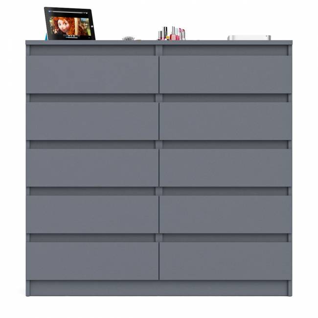 Комод высокий на десять выдвижных ящиков Мори МК1200.10 цвет графит Комод высокий на десять выдвижных ящиков Мори МК1200.10 цвет графит